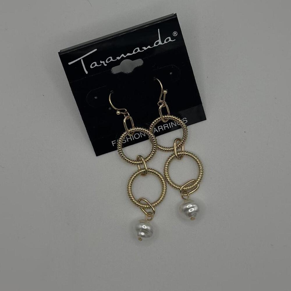 Taramanda Gold Cream Tassel Drop Earrings – Boho Statement Style